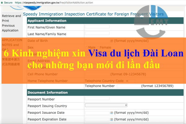 Kinh nghiệm xin Visa du lịch Đài Loan